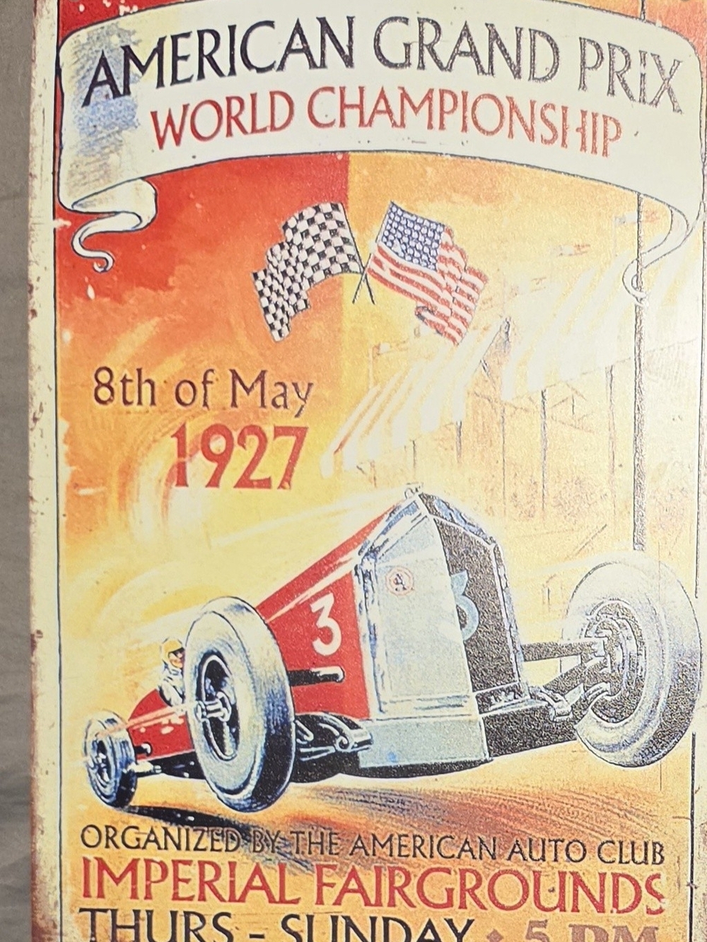 Vintage 1927 American Grand Prix Poster - Red Race Car